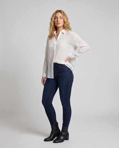 Damen lässige Hemdbluse mit halbtransparenter Rückseite