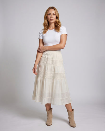 Damen Maxi-Rock mit eleganter Spitzenverzierung