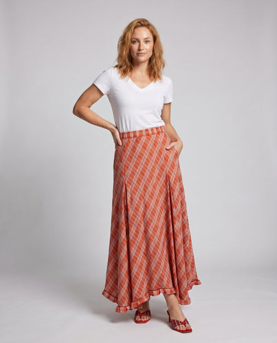 Damen Maxikleid mit karierten Mustern