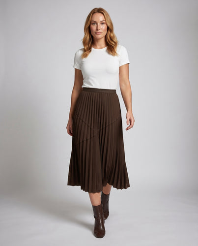 Damen Plissee Maxirock mit hohem Taillenbund und elegantem Faltenwurf