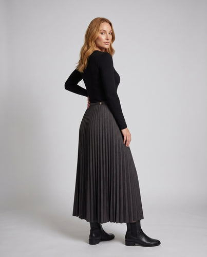 Damen Plissierter Maxirock aus hochwertigem Gewebe mit elegantem Fall