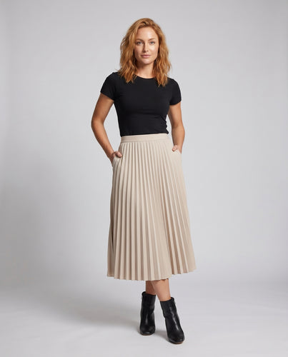 Damen Plissierter Maxirock mit elegantem Faltenwurf und elastischem Bund
