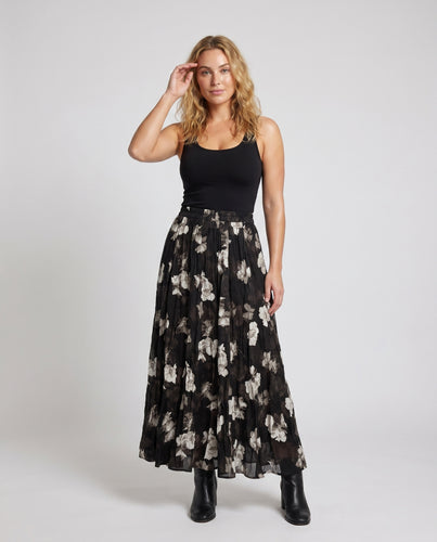 Damen Rock mit floralem Muster und elastischem Bund