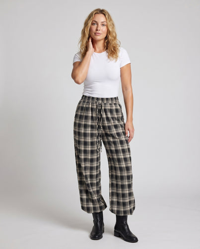 Damen Weite Karo-Hose mit elastischem Bund und praktischen Taschen