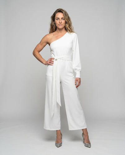 Damen Eleganter Einteiler mit asymmetrischem Schnitt und Gürtel
