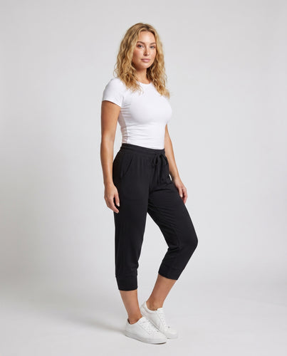 Damen entspannte Freizeithose mit hohem Bund und Kordelzug