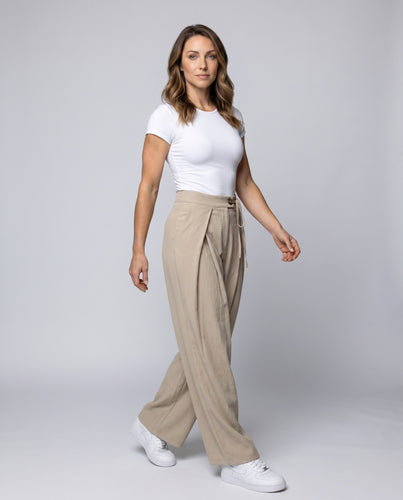 Damen lockere Hochtaillierte Stoffhose