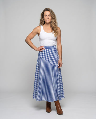 Damen Maxi-Rock mit asymmetrischem Schnitt und kariertem Design