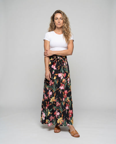 Damen Maxi-Rock mit floralen Mustern und fließendem Schnitt