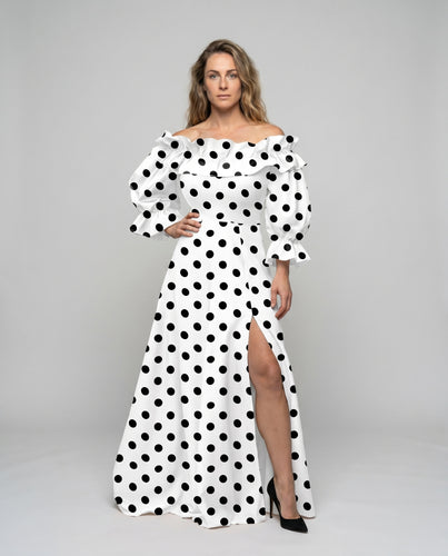 Damen Maxikleid mit Raffungen und elegantem Schlitz