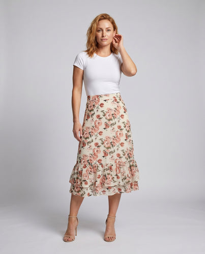 Damen Volantrock mit floralen Muster