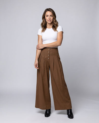 Damen weiter Hose mit Knopfdetail