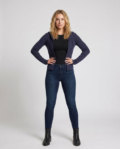 Damen bequeme Sweatjacke mit Kapuze und durchgehendem Reißverschluss