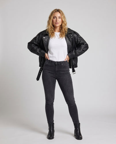Damen Bikerjacke aus hochwertigem Leder