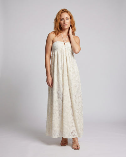 Damen Boho-Chic Maxikleid mit Rüschen und elegantem Rückenausschnitt