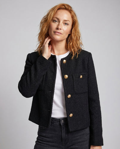 Damen Chiffonjacke mit dekorativen Knöpfen und lässigem Schnitt