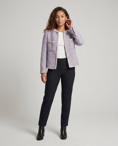 Damen Elegante Tweedjacke mit detaillierter Knopfverzierung und klassischem Design