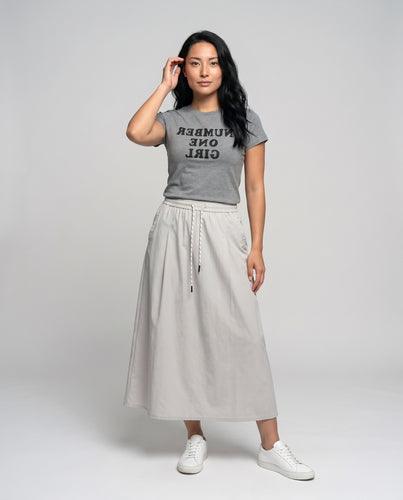 Damen Eleganter Maxirock mit seitlichem Bindegürtel und fließendem Schnitt