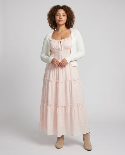 Damen Elegantes Boho-Maxi-Kleid mit Rüschendetails und Schlaufenverschluss