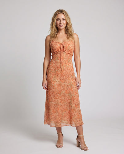 Damen Elegantes Maxikleid mit feinem floralem Muster und verstellbaren Spaghettiträgern