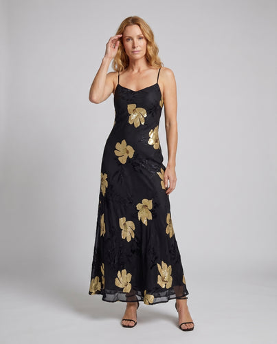Damen Elegantes Maxikleid mit floralen Applikationen