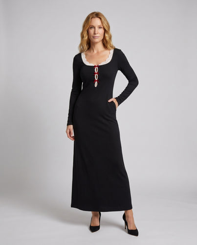 Damen Elegantes Maxikleid mit Rüschen und taillierten Akzenten