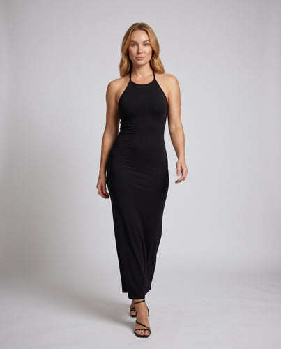 Damen Elegantes Maxikleid mit schmalen Spaghetti-Trägern und fließendem Material
