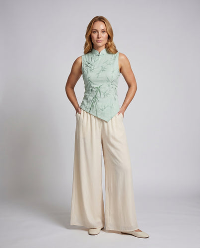 Damen Elegantes Sommerkleid mit hochgeschlossenem Kragen und transparenten Elementen