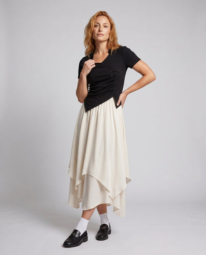 Damen Elegantes und lässiges Set aus Oberteil und asymmetrischem Rock