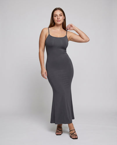Damen Figurbetontes Langarmkleid mit asymmetrischem Saum