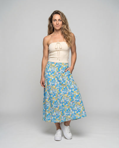Damen Floral Maxirock mit elastischem Bund und verspielten Rüschendetails