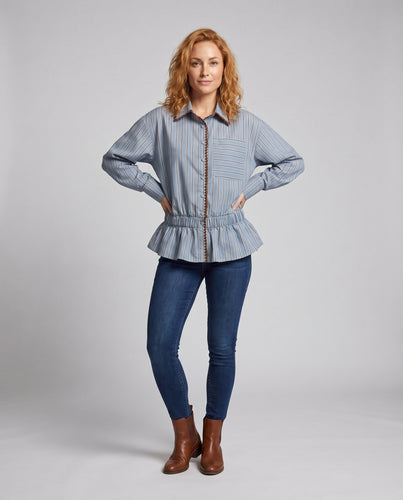 Damen Gestreifte Bluse mit elastischem Bund