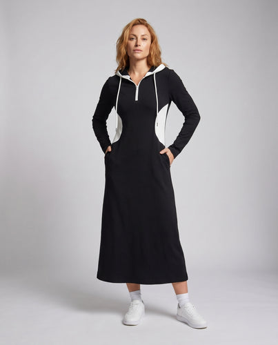 Damen Kapuzenkleid mit langem Schnitt und dekorativem Reißverschluss