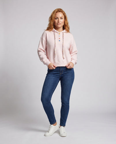 Damen Kapuzenpullover mit bunten Sternen aus hochwertigem Baumwollmix