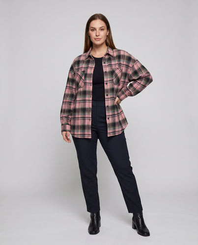 Damen Karierte oversized Hemdjacke