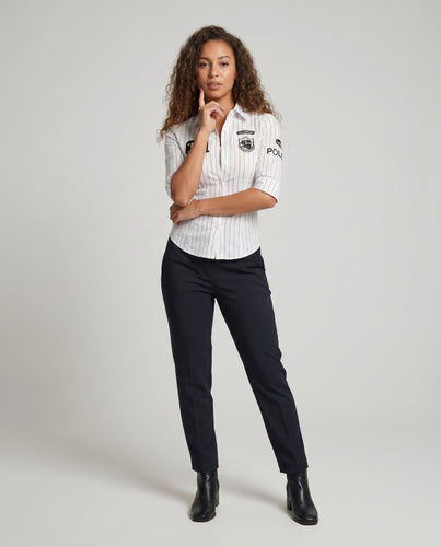 Damen Klassische gestreifte Bluse mit modischen Details