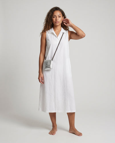 Damen klassisches Hemdblusenkleid mit schmalem Schnitt und eleganter Trägerverarbeitung
