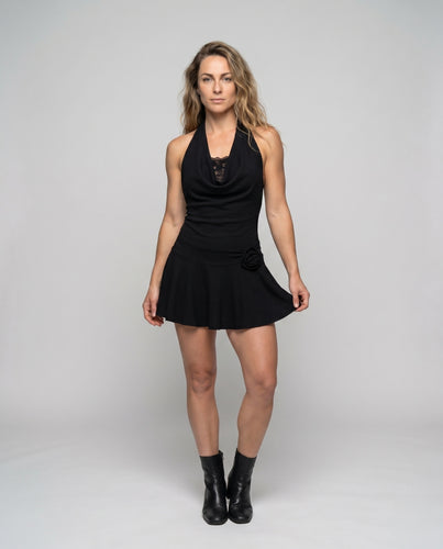 Damen Kurzes Kleid mit raffiniertem Oberteil und voluminösem Saum