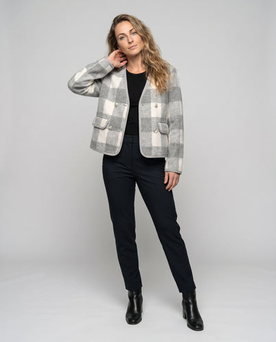 Damen Kuschelige Karojacke mit elegantem Innenfutter