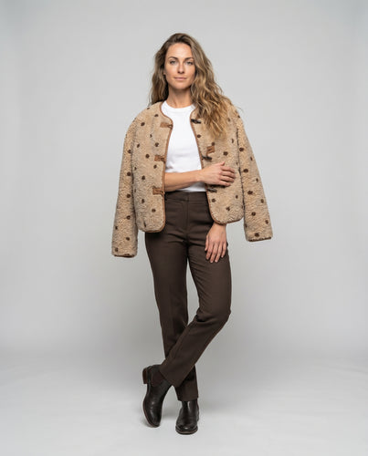 Damen Kuschelige Polka-Dots Teddyjacke