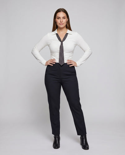 Damen Langarmshirt mit raffiniertem Kragen und Rüschen