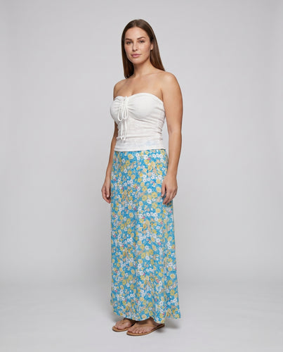 Damen Langer, blumiger Maxirock mit elegantem Wickeldesign