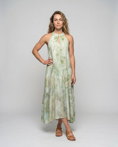 Damen Langes Boho-Maxikleid mit eleganten Rüschendetails