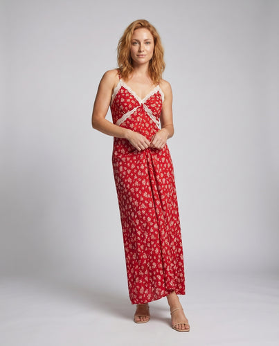 Damen Langes Sommerkleid mit modernen Rüschendetails und tiefem V-Ausschnitt