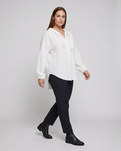 Damen Lässige Oversized-Hemdjacke aus strukturierter Baumwolle