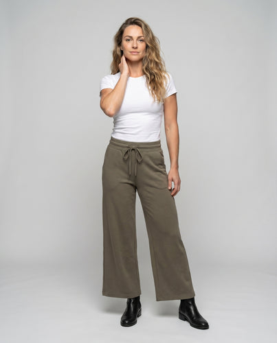 Damen lässige weite Hose mit hohem Bund und Kordelzug