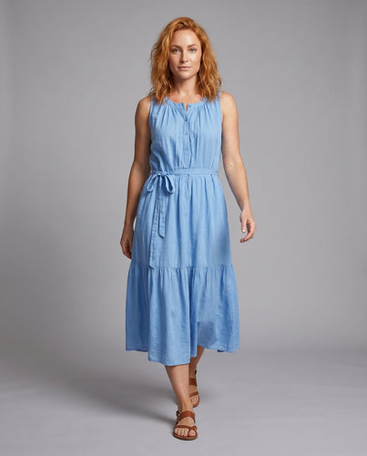 Damen lässiges Langarmkleid mit Rüschendetails und knöpfbarem Ausschnitt
