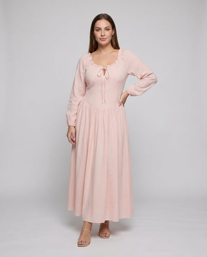 Damen luftiges Langarmkleid mit romantischen Rüschendetails