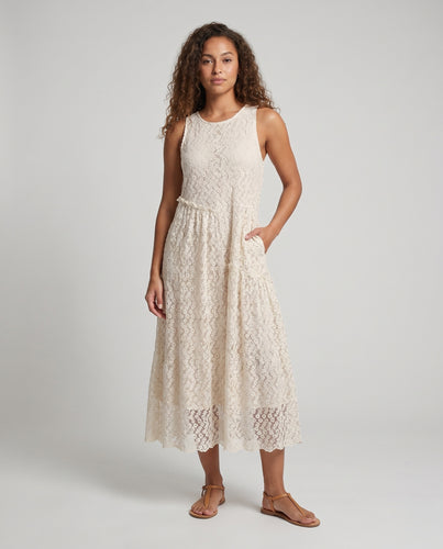 Damen Luftiges Sommerkleid mit floralen Spitzenakzenten und elegantem Schnitt
