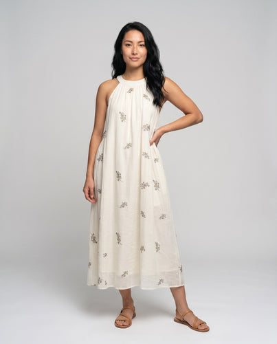 Damen  Luftiges Sommerkleid mit zarten floralen Applikationen